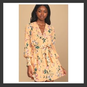 Lulus For the Perfect Day Orange Floral Print Pleated Mini Dress